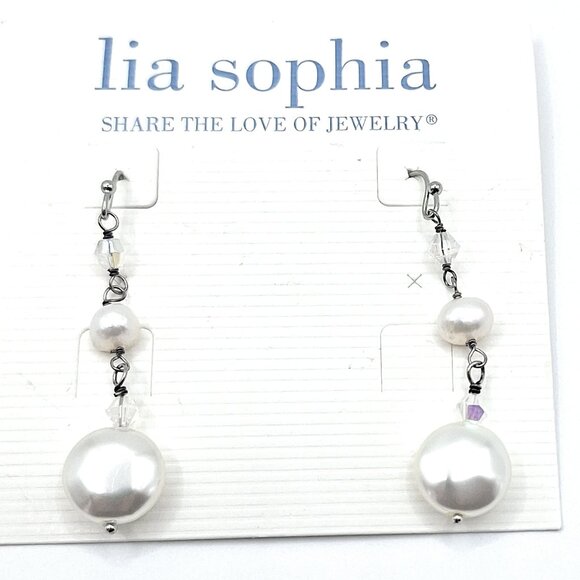Bliss Retired lia sophia Pearl earrings - Picture 1 of 1